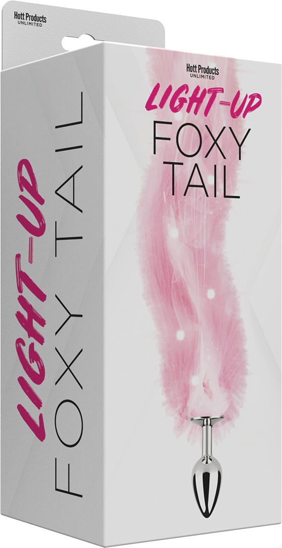 Hott Products - Foxy Tail - Light Up Faux Fur Butt Plug - Pink Plug - Pink - Anal Toys & Stimulators