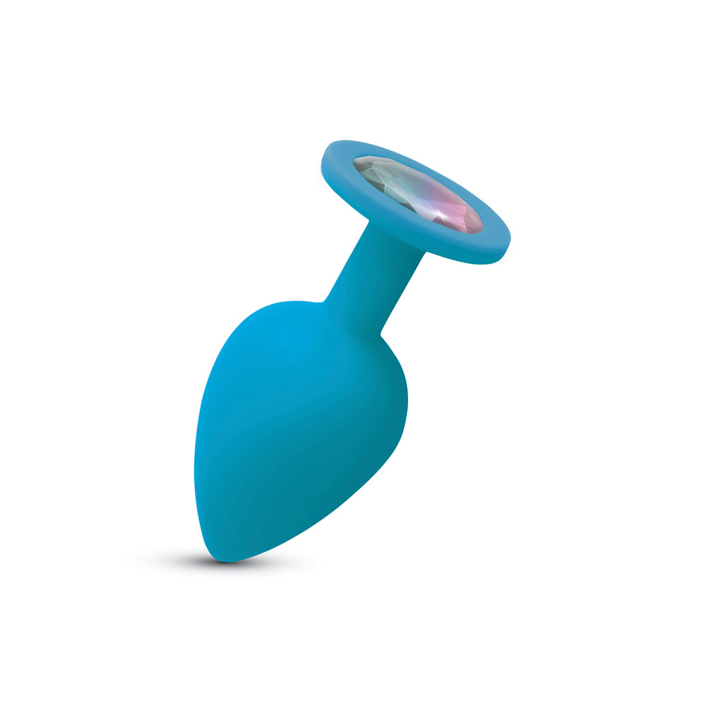Viben - Gemma Clear Iridescent Gem Teal Silicone Plug - L - Anal Toys & Stimulators