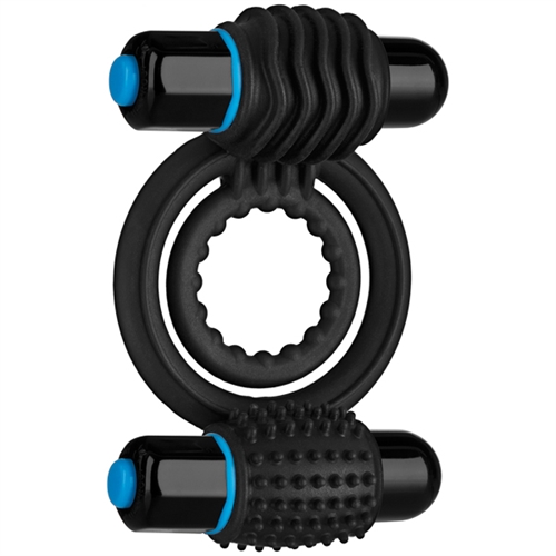 Doc Johnson - OptiMALE  Vibrating Double C-Ring Black - Vibrators - Silicone