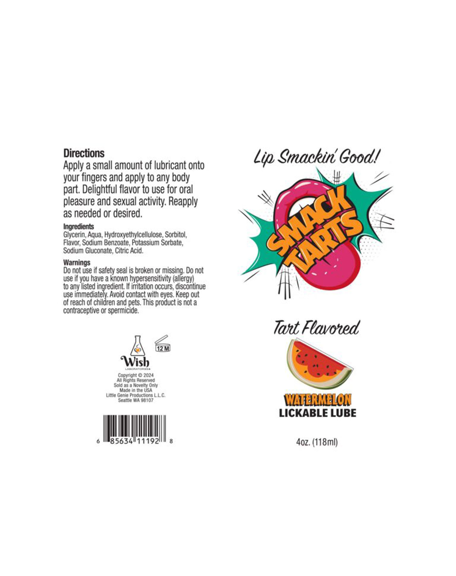 Little Genie - Smack Tarts 4oz Lickable Flavored Lubricant - Watermelon - Lubricants, Creams & Glides