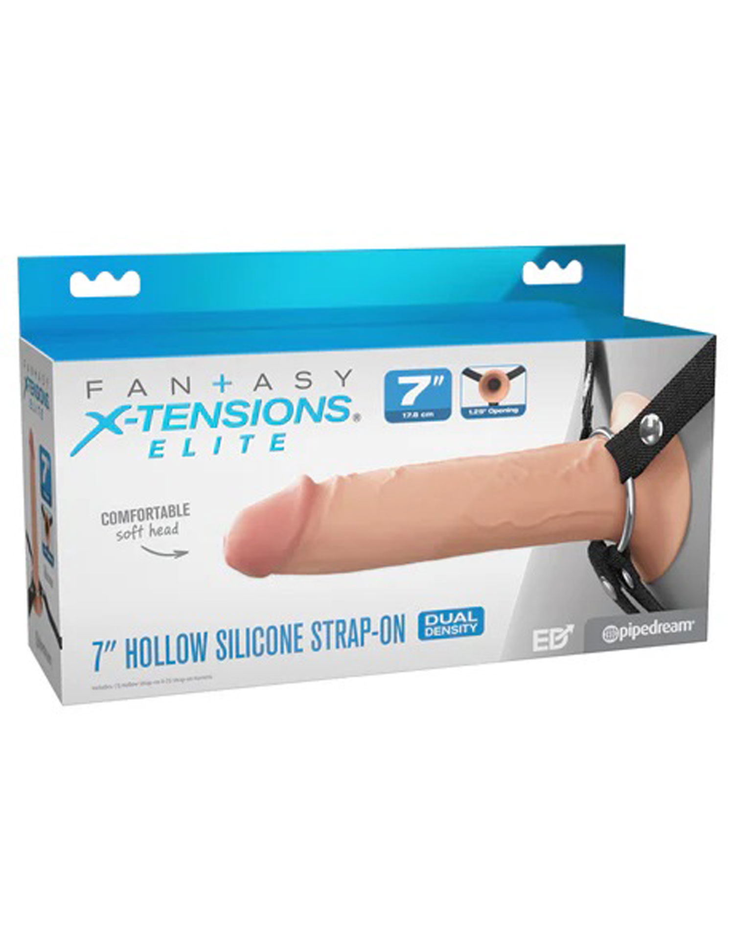 Pipedream - Fantasy X-Tensions Elite 7" Silicone Hollow Strap Dual Density Light - Dildos & Dongs