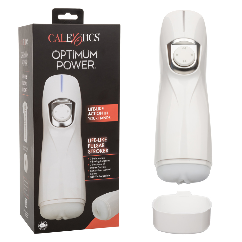 CalExotics - Optimum Power Lifelike Pulsar Stroker - White - Eco-Friendly