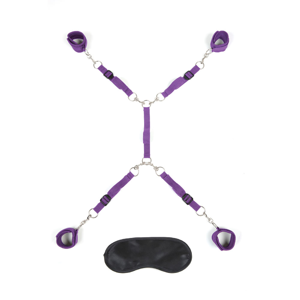 Electric Eel - Lux Fetish 7-Piece Bed Spreader Playful Restraint System Purple - Bondage & Fetish Toys - Neoprene