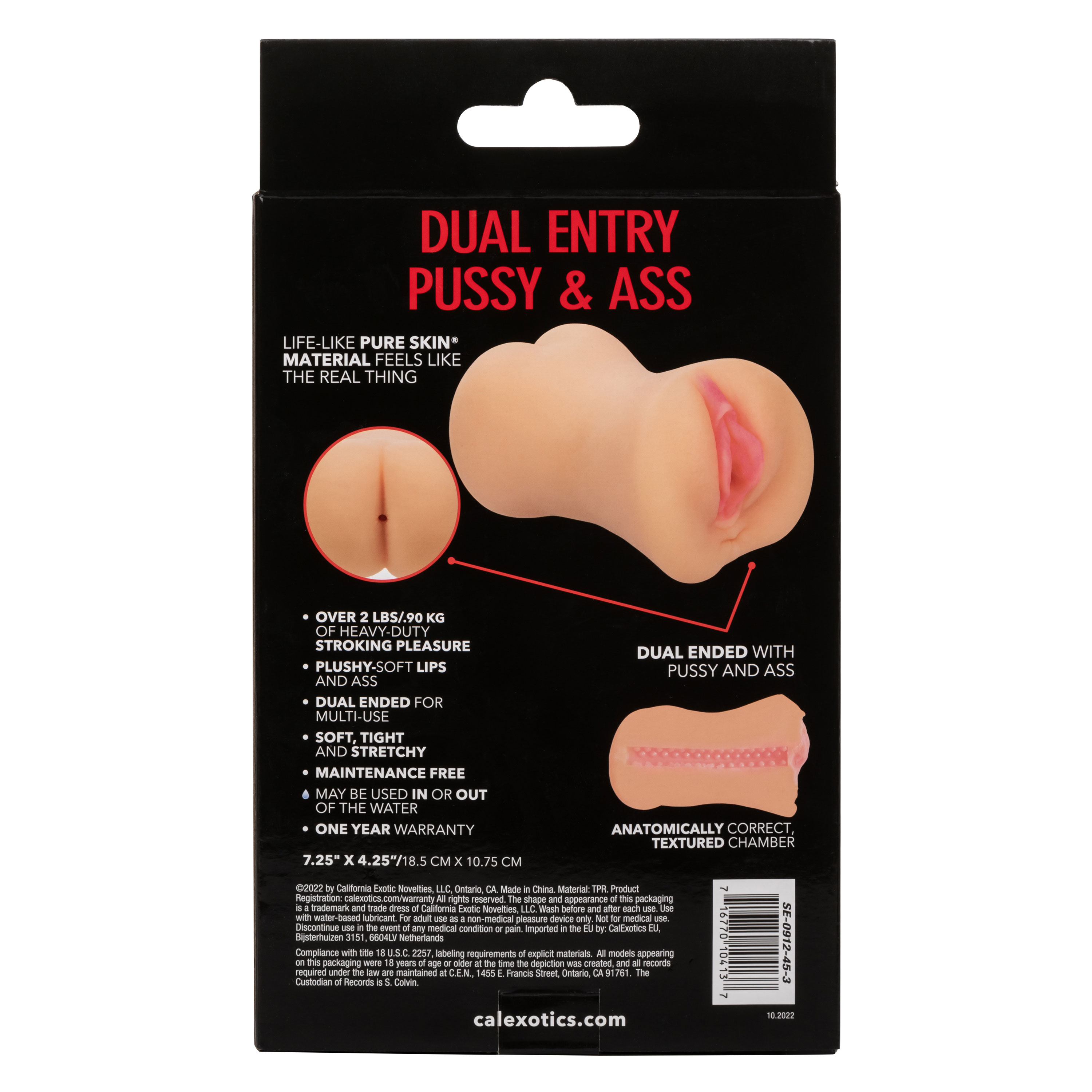 CalExotics - Stroke It Dual Entry Pussy and Ass - Ivory - Masturbation Aids for Males