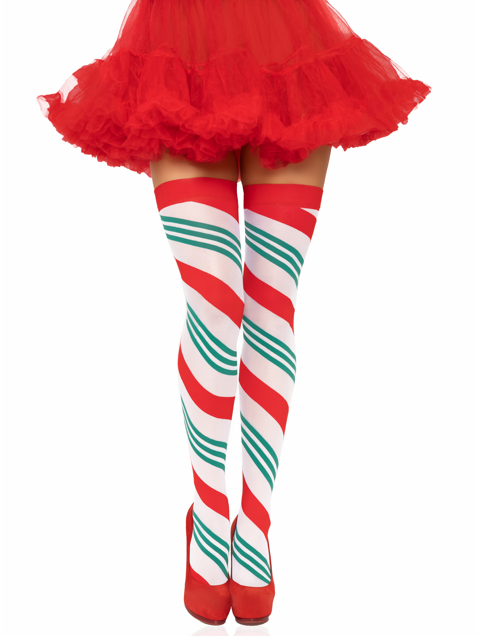 Leg Avenue - Holiday Ribbon Thigh High - Swirl - Holiday Items