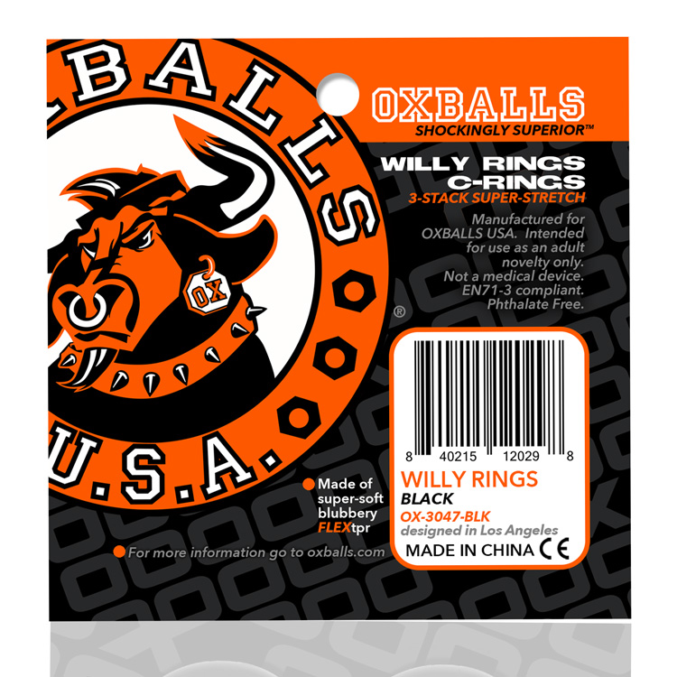 Oxballs - Willy Rings 3-Pack Cockrings - Black - Cockrings