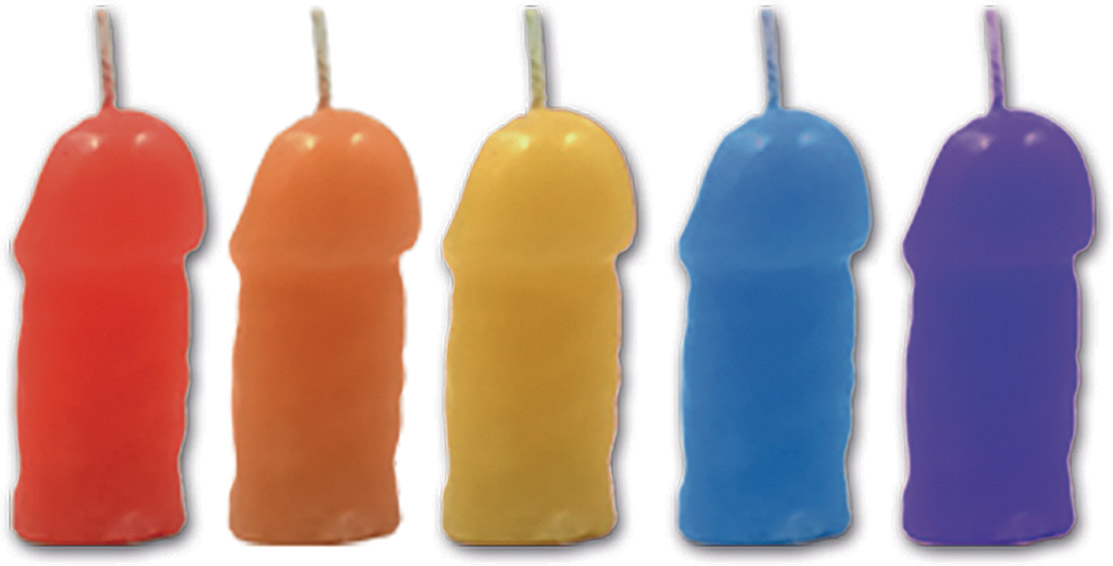 Hott Products - Rainbow Pecker Party Candles - 5 Pack - Candles