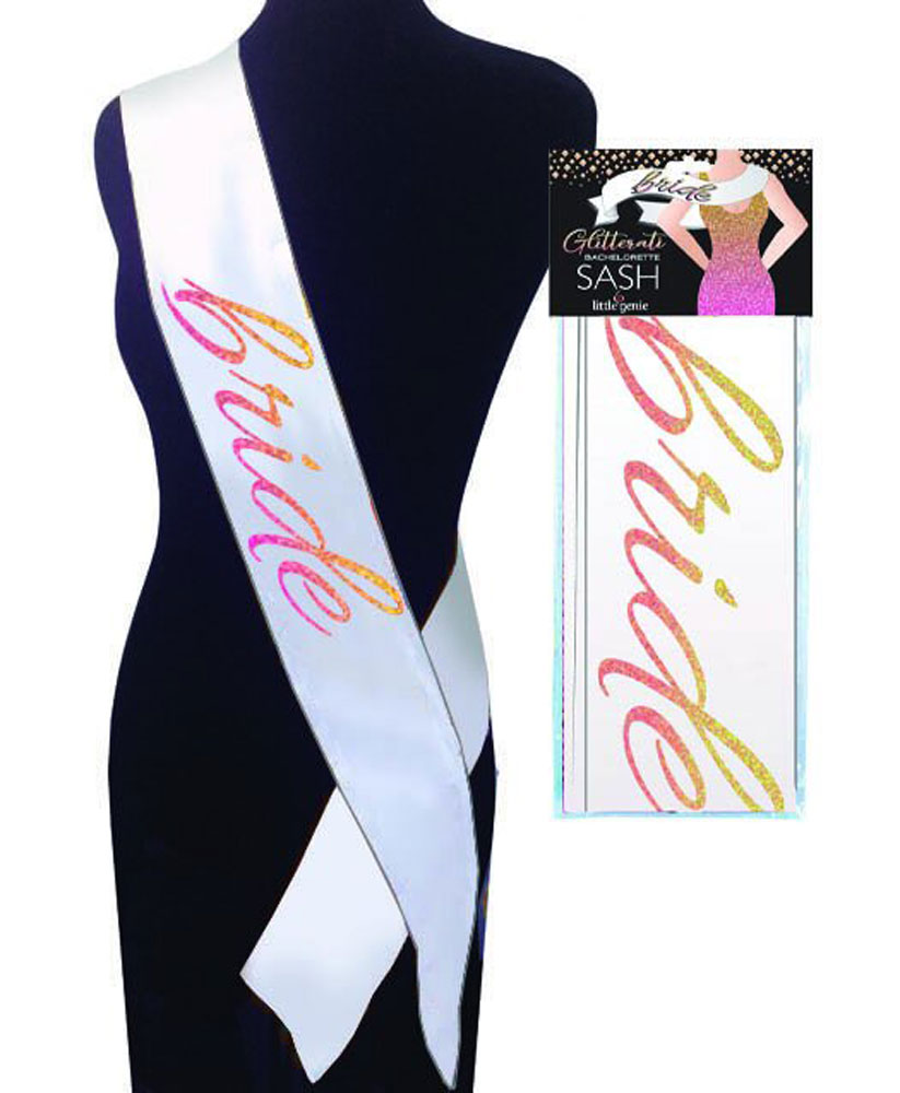 Little Genie - Glitterati Bride Sash - White - Party Supplies