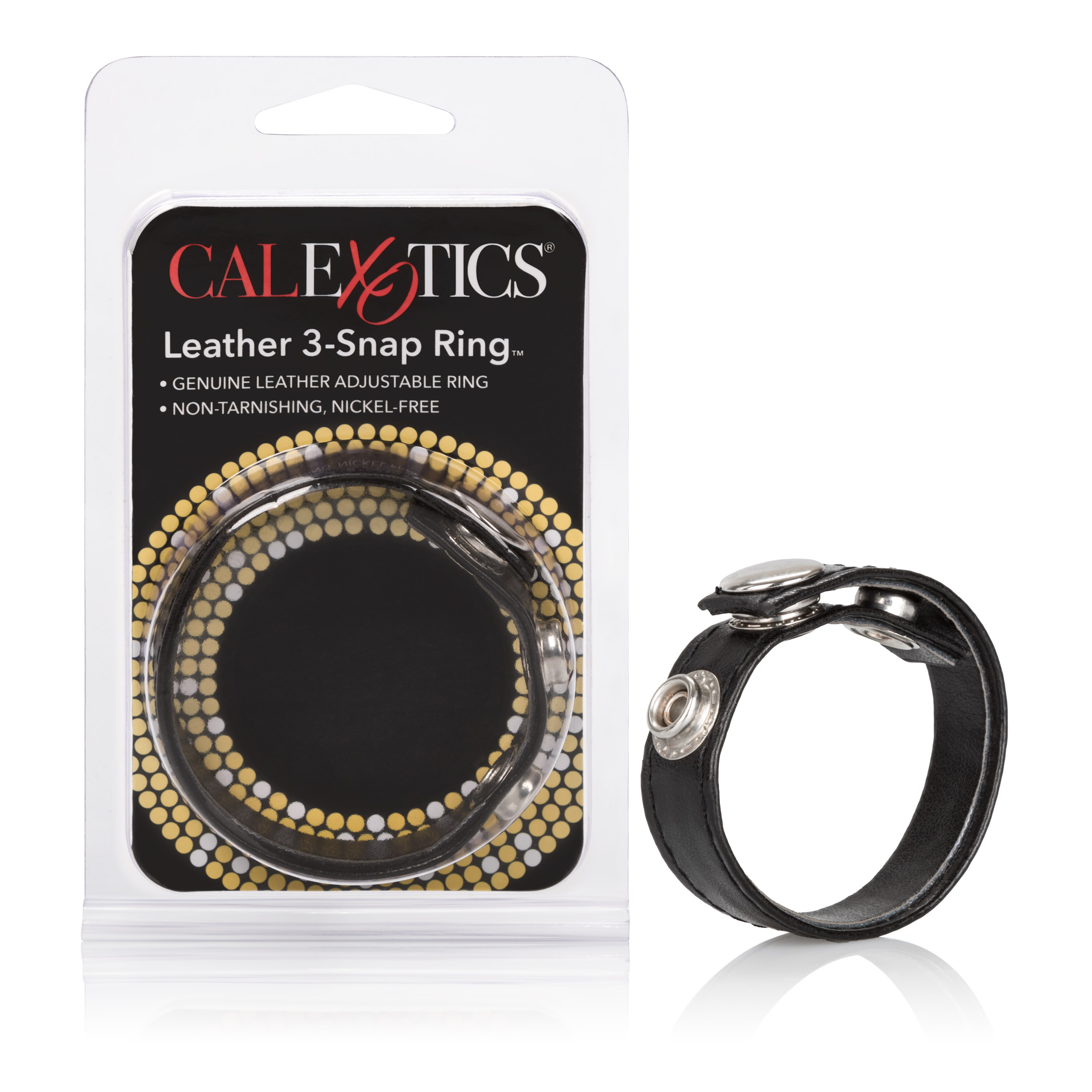 CalExotics - Leather Black 3-Snap Ring - Cockrings