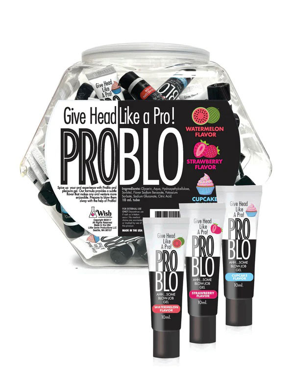 Little Genie - Pro Blo Oral Pleasure Gel Pop Display 66ct - 10ml Tubes: 3 Flavors - Lubricants, Creams & Glides