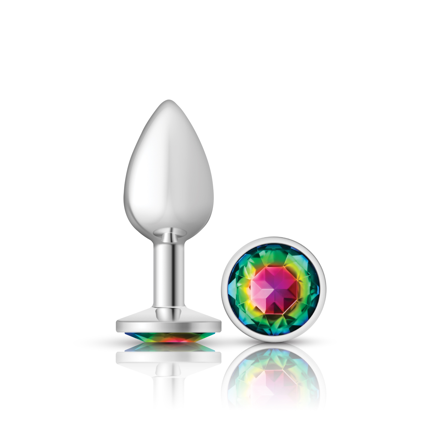 Viben - Rainbow Round Gem Silver Metal Plug - Sm - Anal Toys & Stimulators