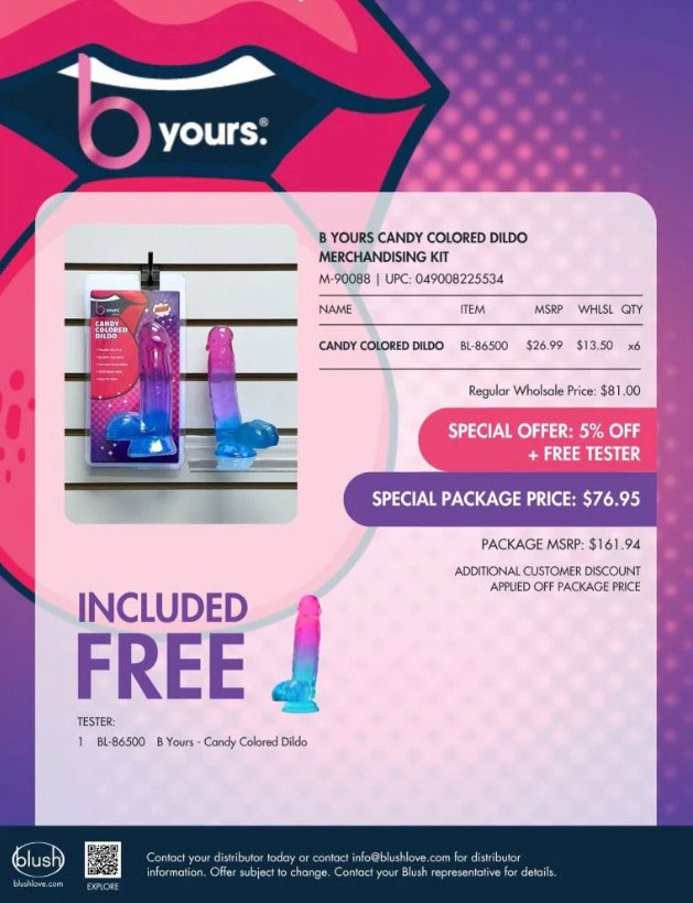 Blush B Yours Candy Colored Dildo Merchandising Kit