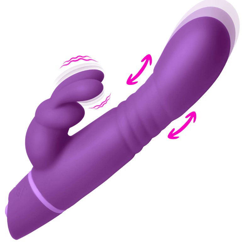 XR Brands - Thrusting Silicone Rabbit Vibrator - Purple - Vibrators