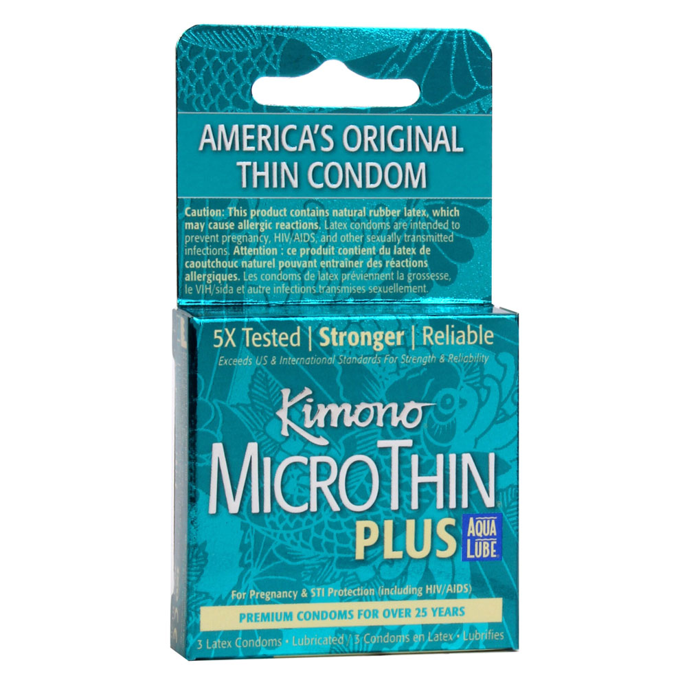 Paradise Marketing - Kimono Microthin Plus Aqua Lube - 3 Pack - Condoms