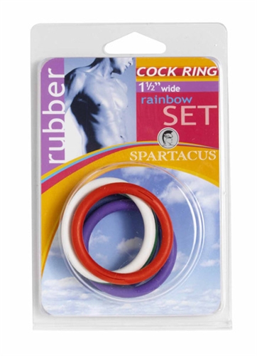 Spartacus - Rubber C-Ring Set - 1.5 Inches - Rainbow - Cockrings