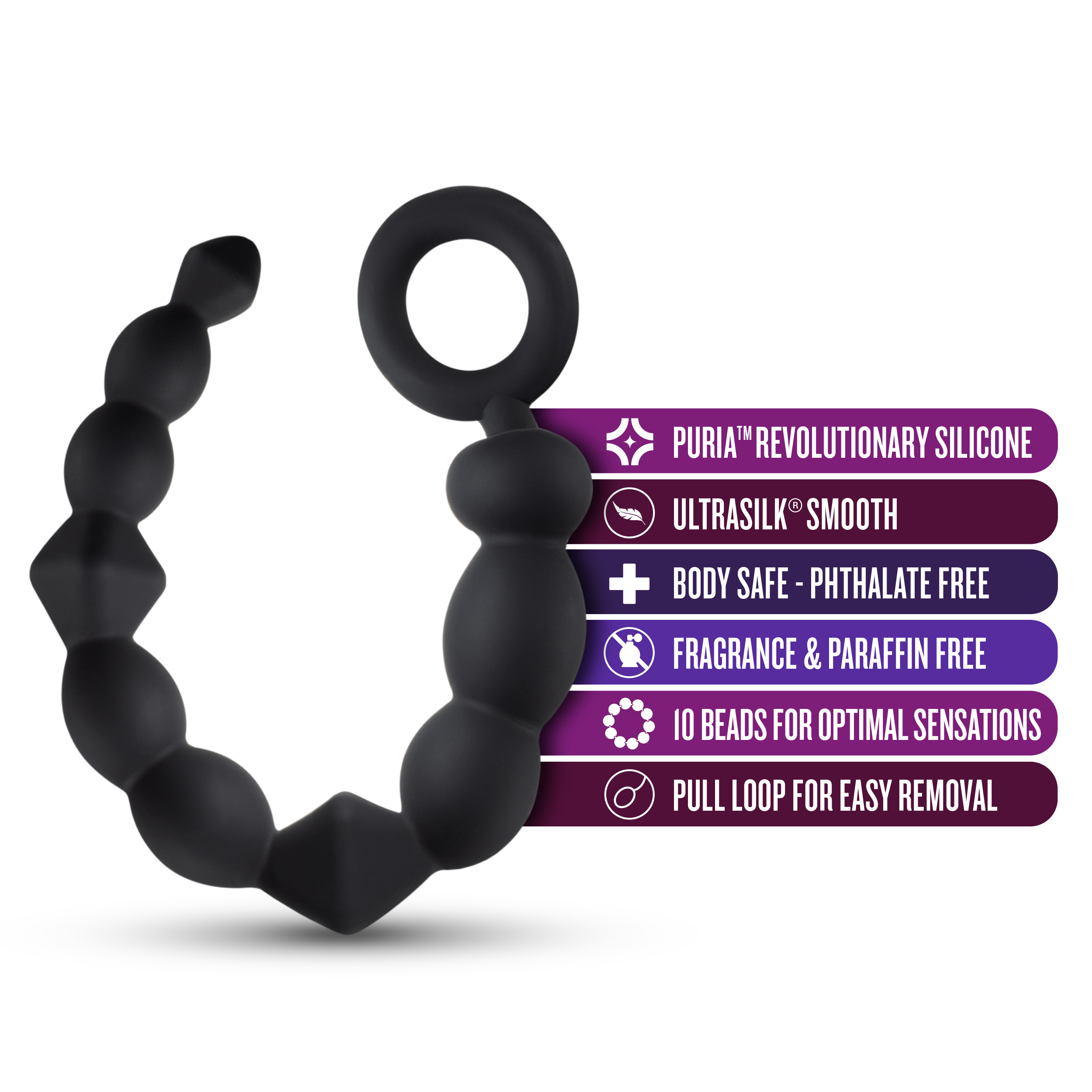 Blush - Anal Adventures Platinum Silicone Beginner Anal Beads Black - Anal Toys & Stimulators - Silicone