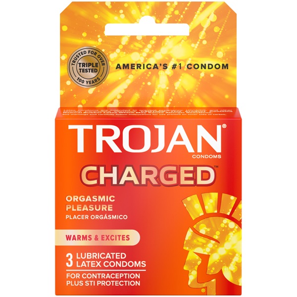 Paradise Marketing - Trojan Intensified Charged Orgasmic Pleasure Condoms - 3 Pack - Condoms