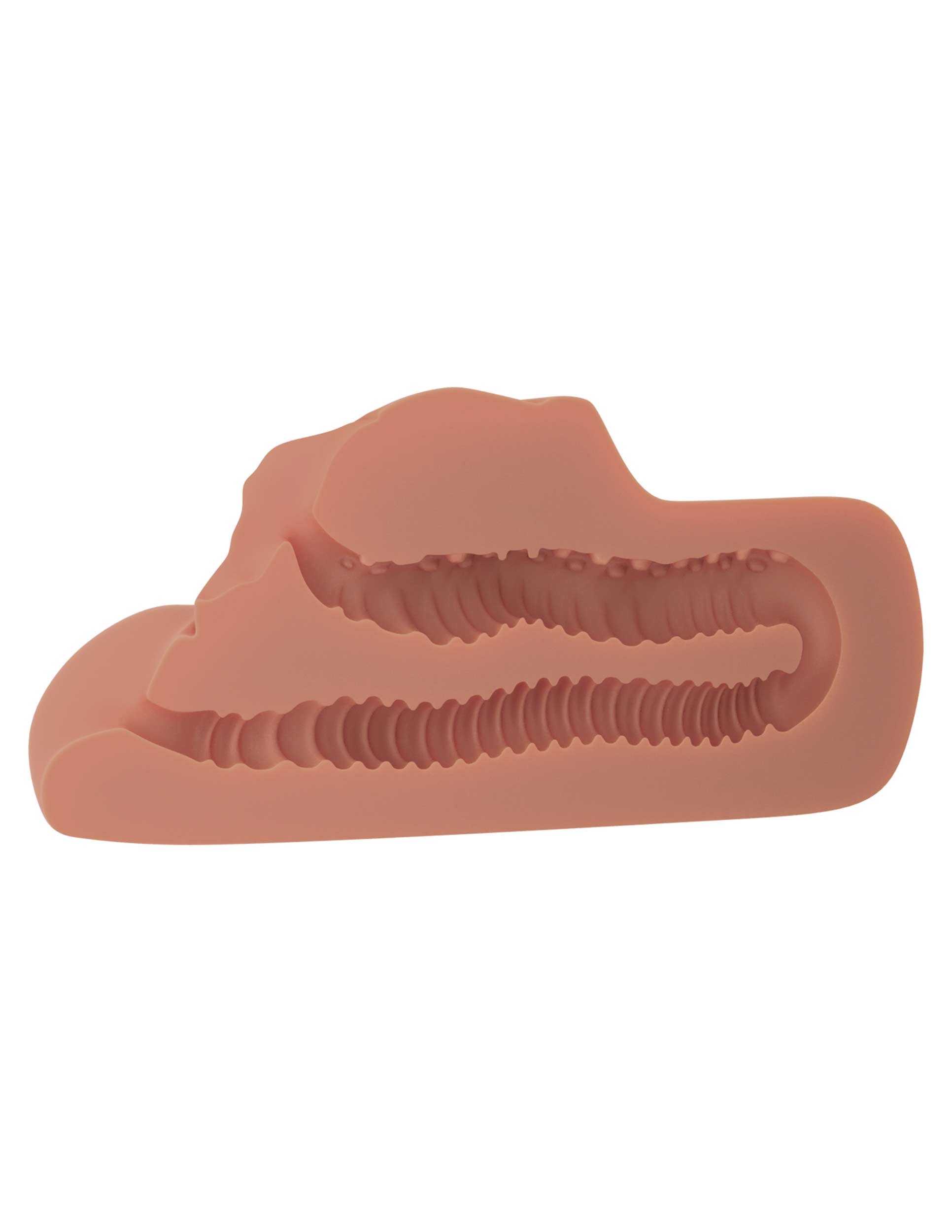 PDX Brands - PDX Plus Perfect Pussy Double Stroker Tan - Masturbation Aids for Males - TPE/TPR/Elastomers