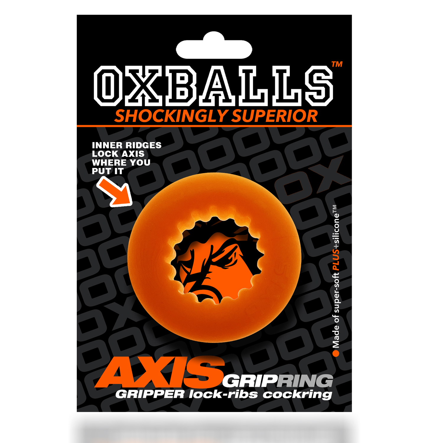 Oxballs - Oxballs Axis Rib Griphold Cockring Orange Ice - Cockrings - TPE/TPR/Elastomers