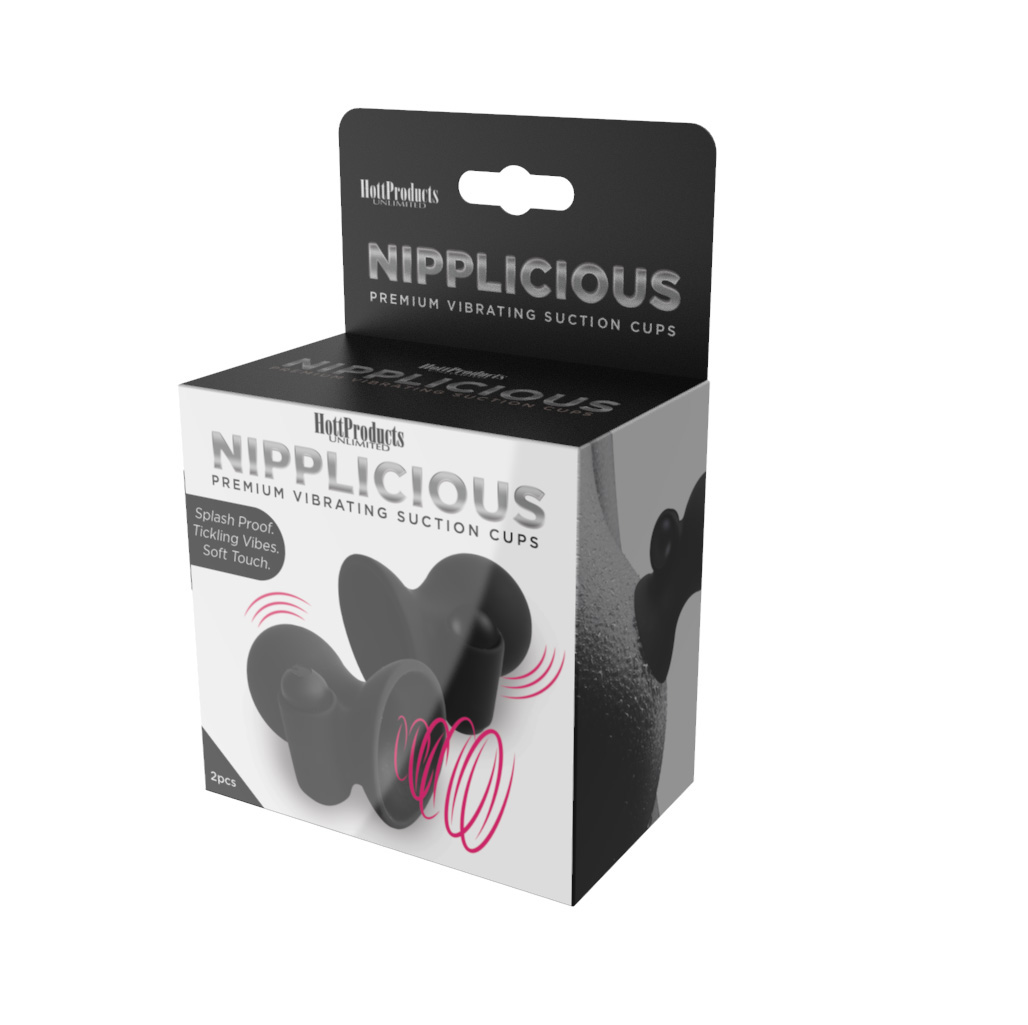 Hott Products - Nipplicious - Vibrating Nipple Suction Cups - Black - Nipple Stimulators