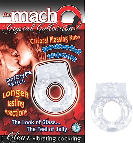 Nasstoys - The Macho Crystal Collection Vibrating Cock Ring- Clear - Clit Stimulators