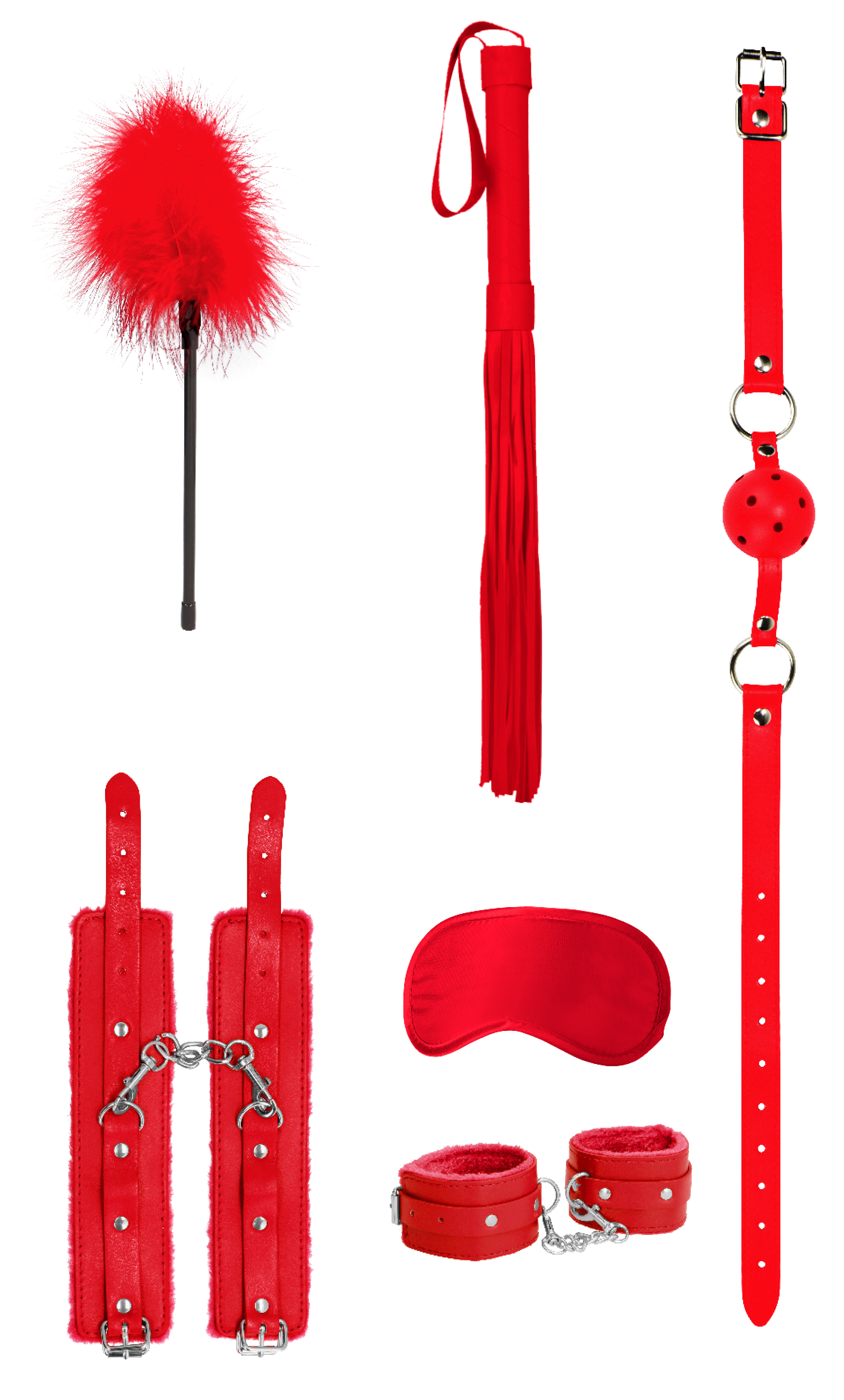 Shots Ouch! 6-Piece Beginner Bondage Kit Red