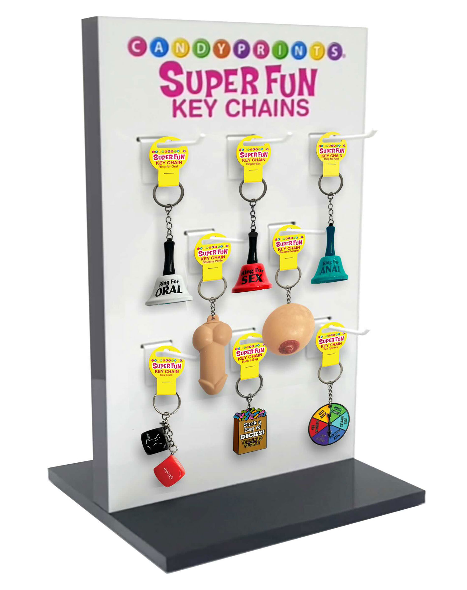 Little Genie - Retail Display Spinner -Super Fun Penis Keychains and Romance Games - Bachelor & Bachelorette Items