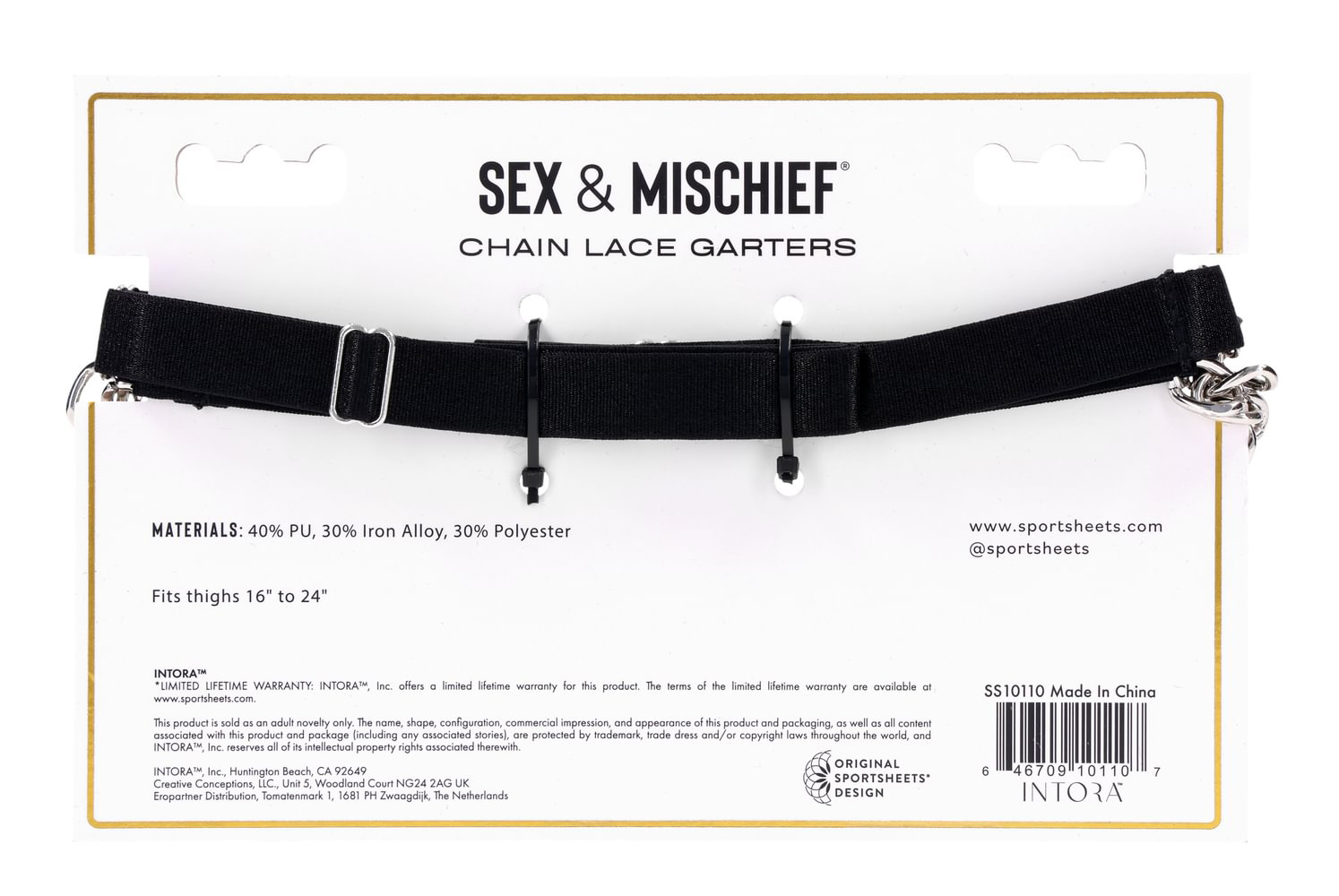 Sportsheets - Sportsheets Sex & Mischief Chain Lace Garters - Bondage & Fetish Toys