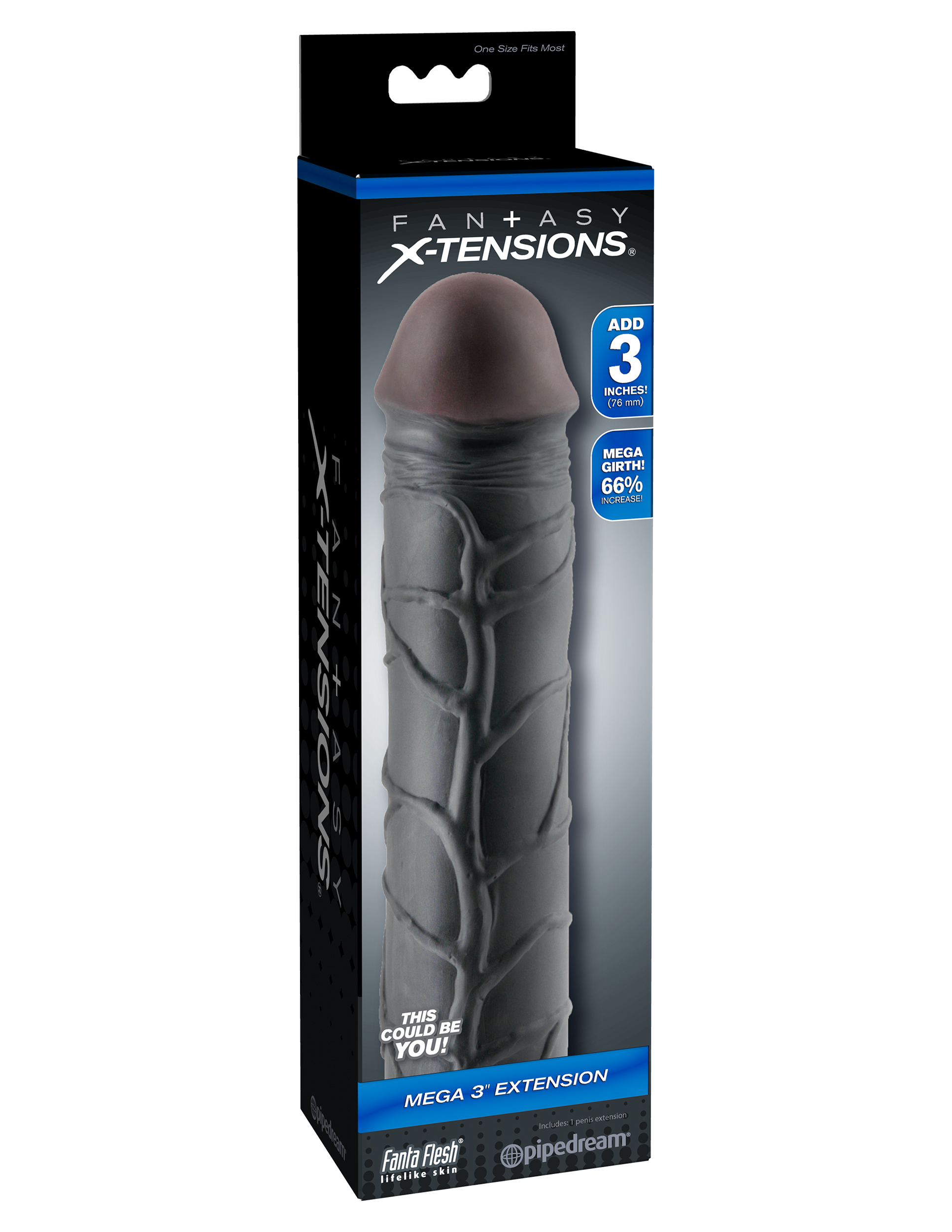 Pipedream - Fantasy X-Tension Mega 3-Inch Extension - Black - Penis Extension & Sleeves