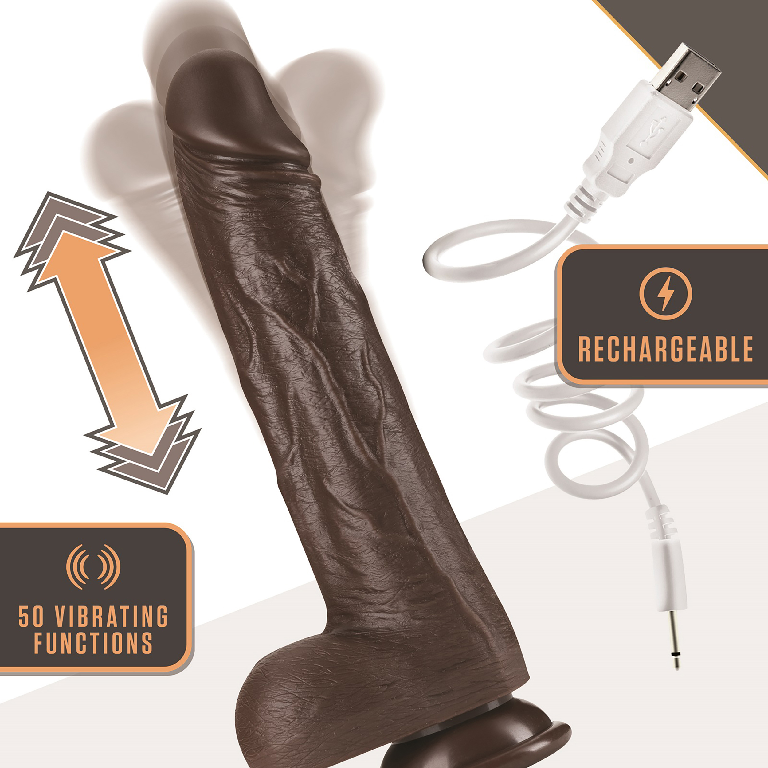 Blush Dr. Skin Dr. Murphy 8 in. Thrusting & Gyrating Dildo with Remote Control Brown