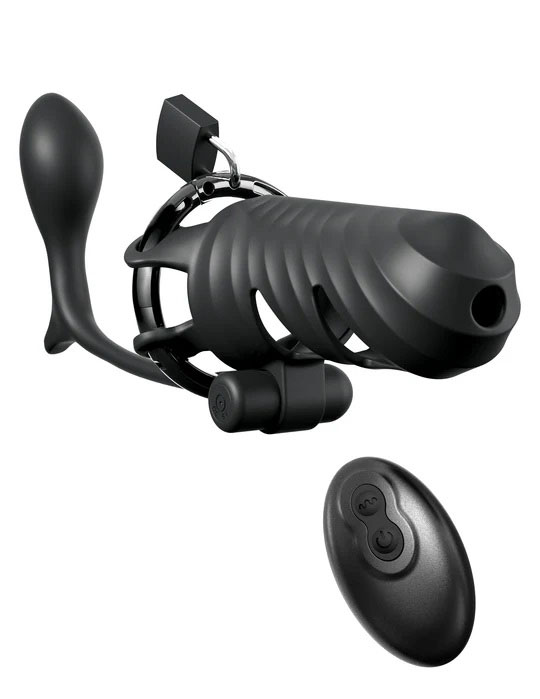 Pipedream - Fantasy C-Ringz Remote-Controlled Vibrating Cock Blocker With Ass-Gasm Plug - Black - Cockrings