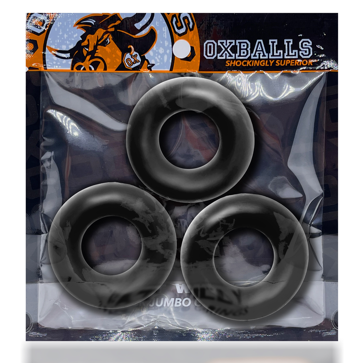 Oxballs - Fat Willy 3-Pack Jumbo C-Rings - Black - Cockrings