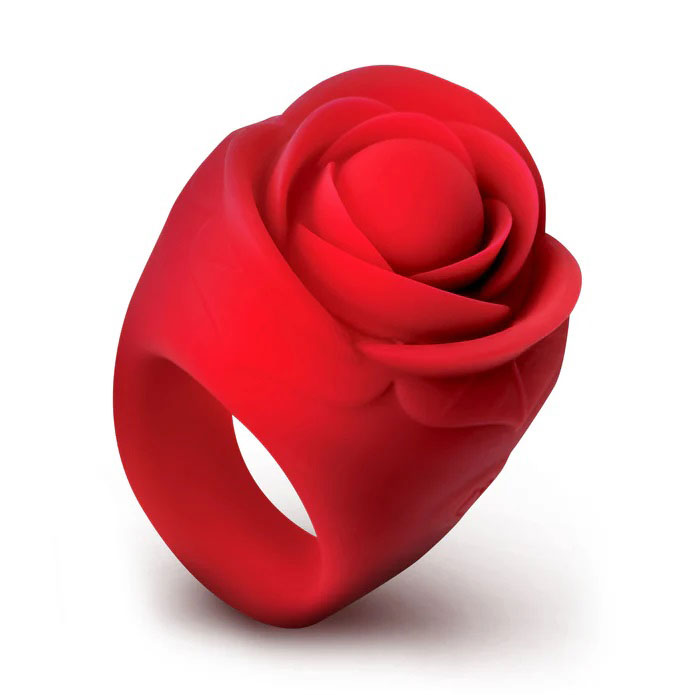 XR Brands - Rose Ring Discreet Finger Vibrator - Red - Vibrators
