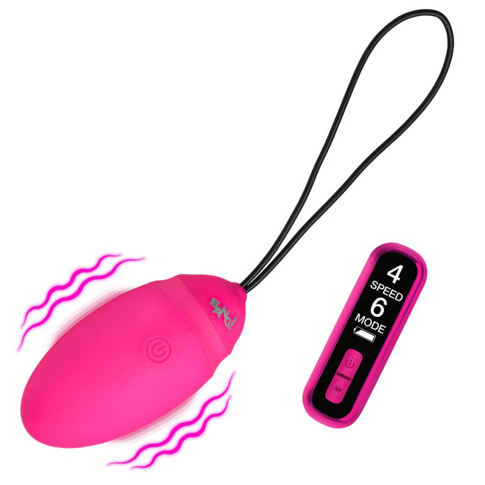XR Brands - Vibrating Silicone Egg With Digital Remote - Pink - Vibrators