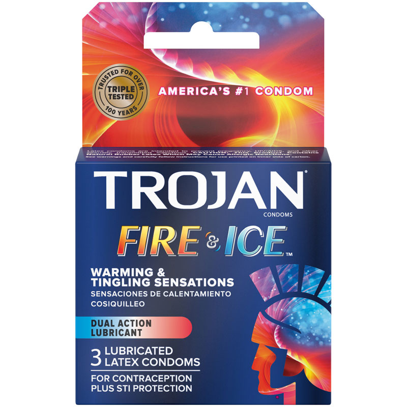 Paradise Marketing - Trojan Fire and Ice Dual Action Lubricated Condoms - 3 Pack - Condoms