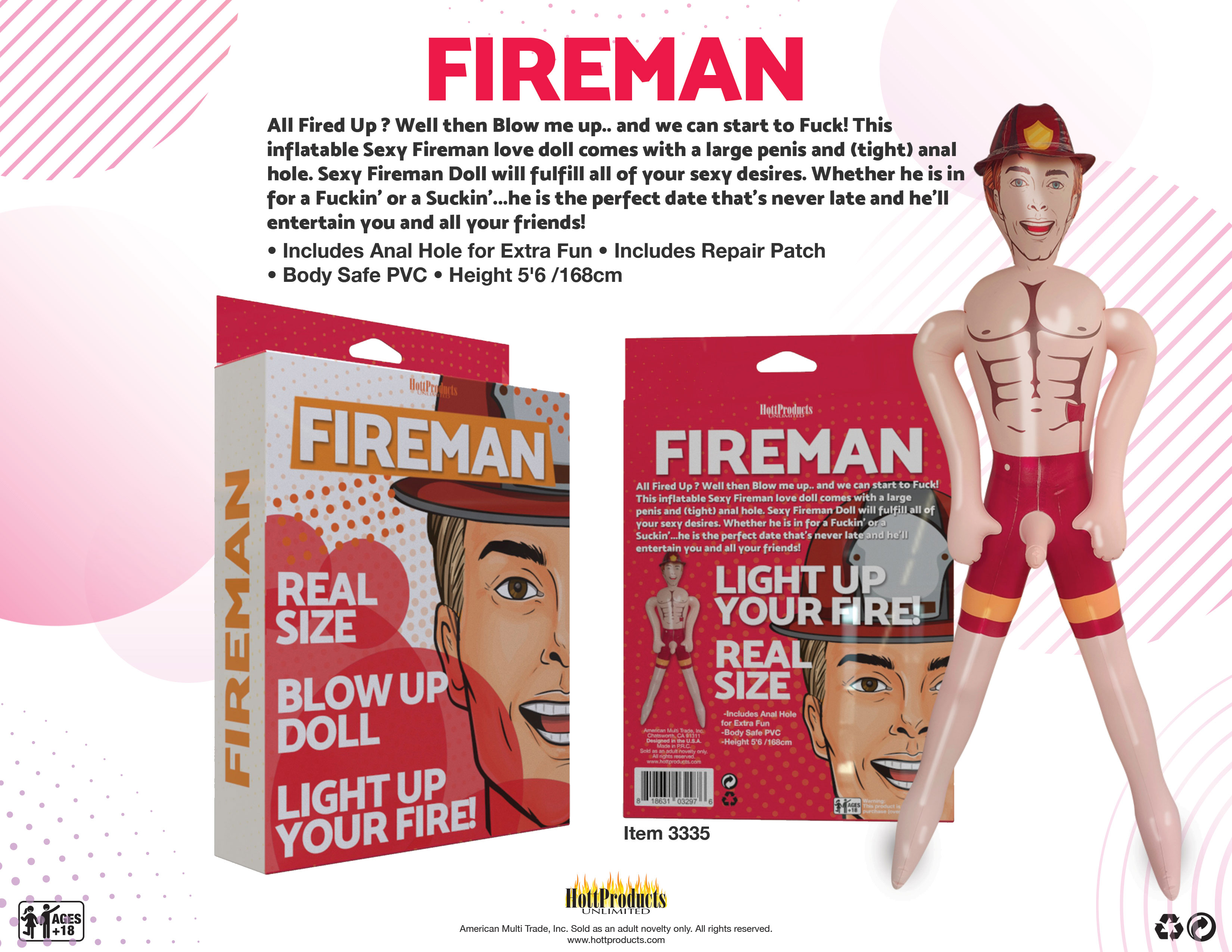 Hott Products Fireman - Inflatable Party Doll