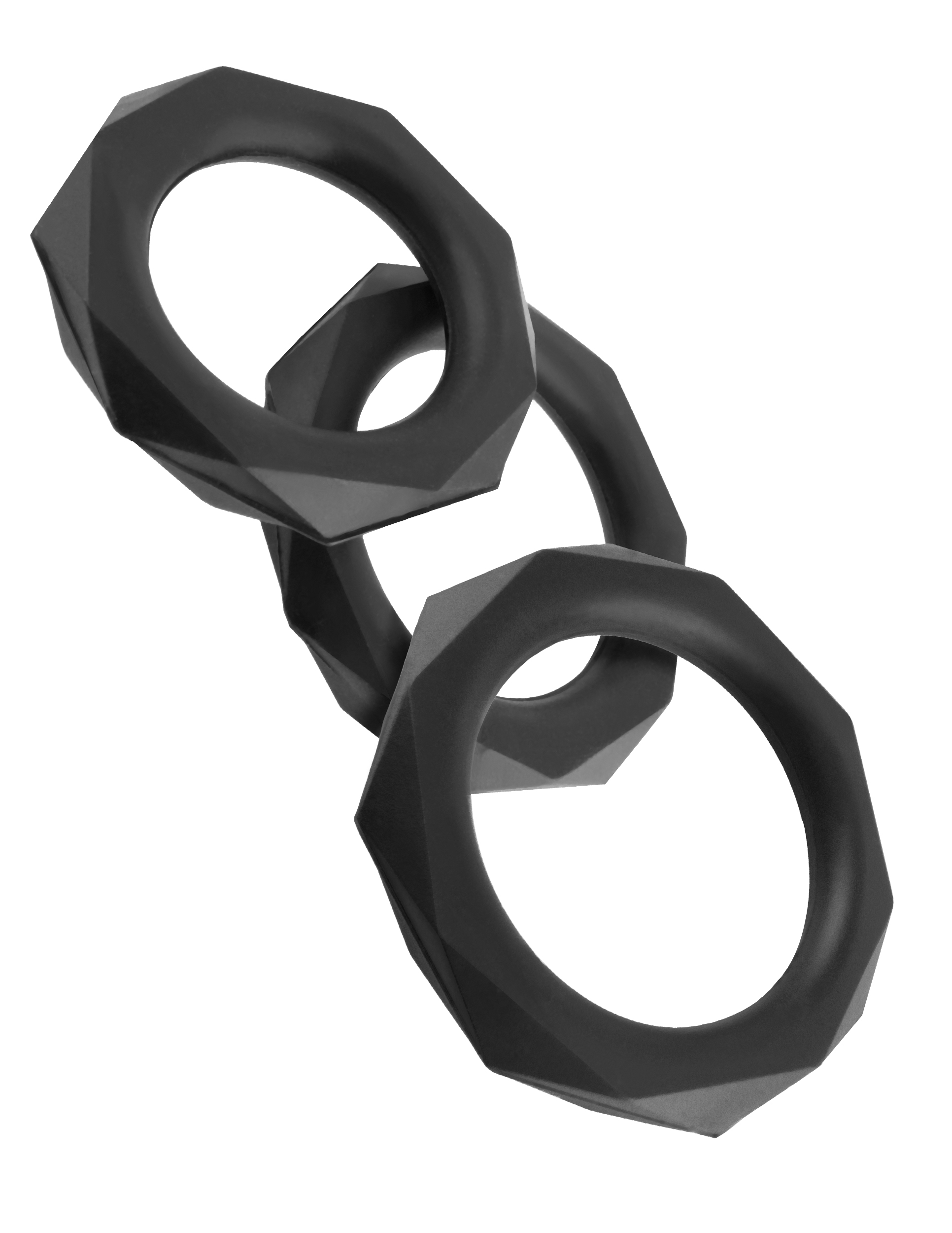 Pipedream - Fantasy C-Ringz Silicone Designer Stamina 3-Piece Cockring Set Black - Cockrings - Silicone