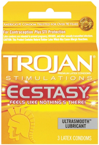 Paradise Marketing - Trojan Ultra Ribbed Ecstasy - 3 Pack - Condoms