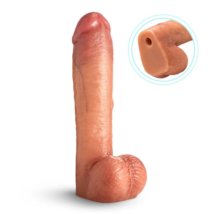 XR Brands - 12" Cock Lock Dildo With Balls - Light - Dildos & Dongs
