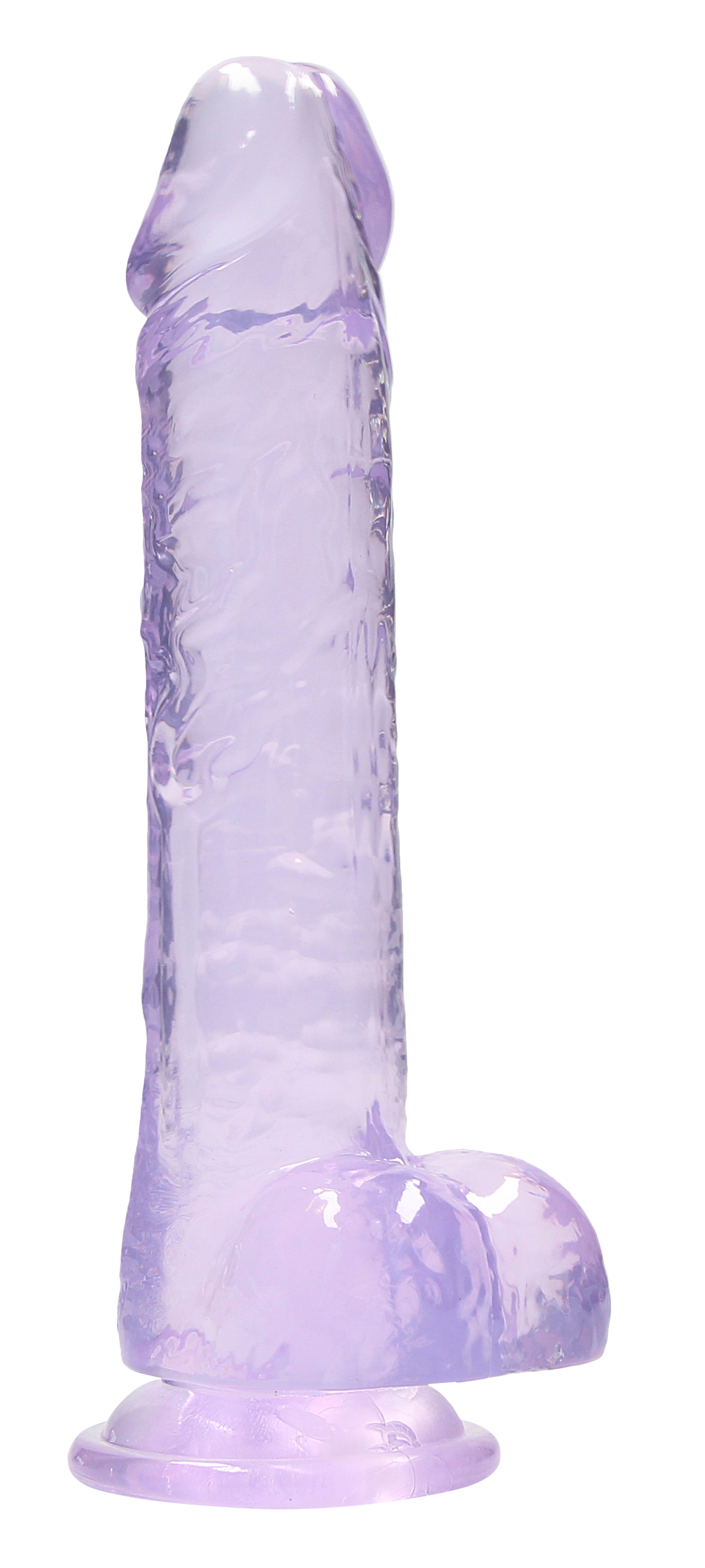 Shots - RealRock Crystal Clear Realistic 8 in. Dildo With Balls and Suction Cup - Dildos - TPE/TPR/Elastomers