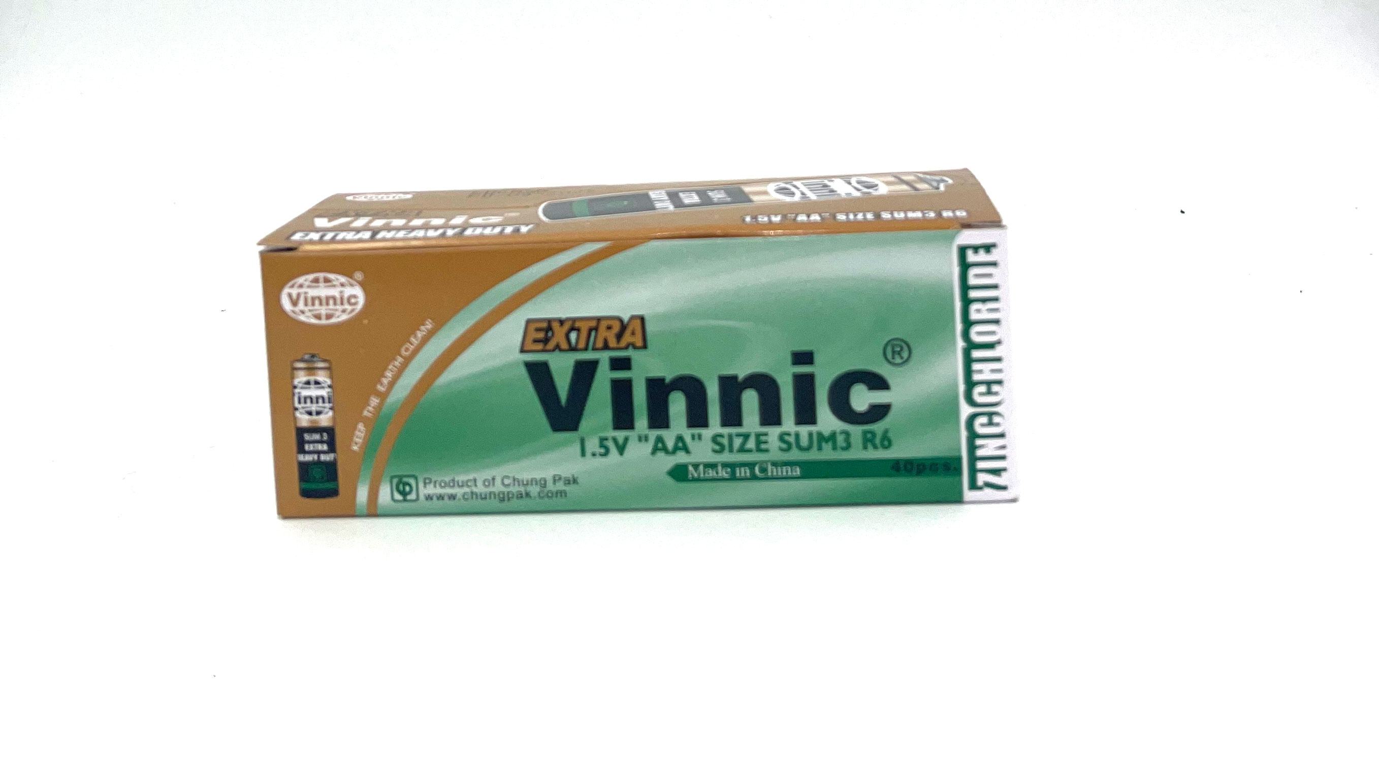 Vinnic & Player Batteries - Vinnic Extra Heavy Duty AA Batteries- 40 Pcs. Box - Batteries