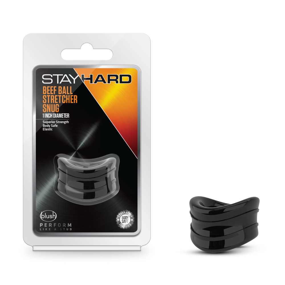 Blush - Stay Hard - Beef Ball Stretcher Snug - 1 Inch Diameter - Black - Cockrings