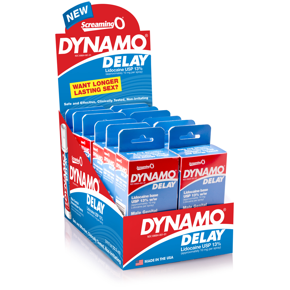 Screaming O - Dynamo Delay Spray - 12 Count Display - Displays-Bowls & Wall Displays