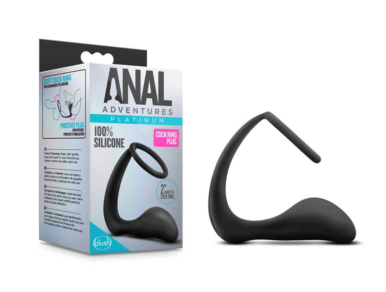 Blush - Anal Adventures - Platinum - Cock Ring Plug - Black - Anal Toys & Stimulators