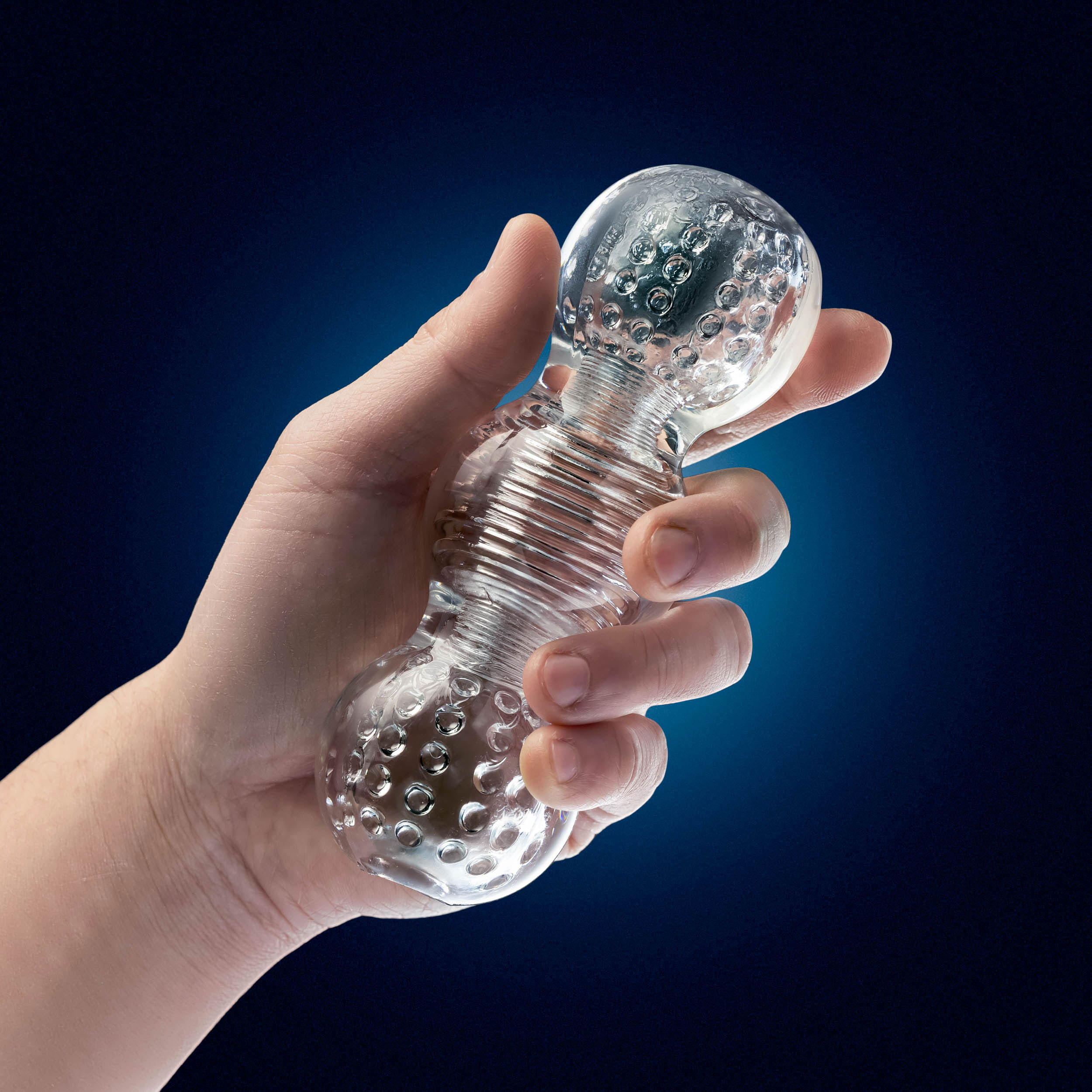 Blush - RIZE! Feelz Multi-Chambered Stroker Clear - Masturbation Aids for Males - TPE/TPR/Elastomers