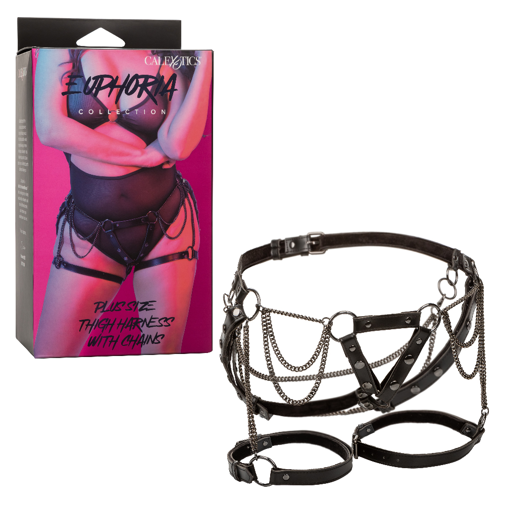 CalExotics - Euphoria Collection Plus Size Thigh Harness With Chains - Black - Harnesses & Strap-Ons