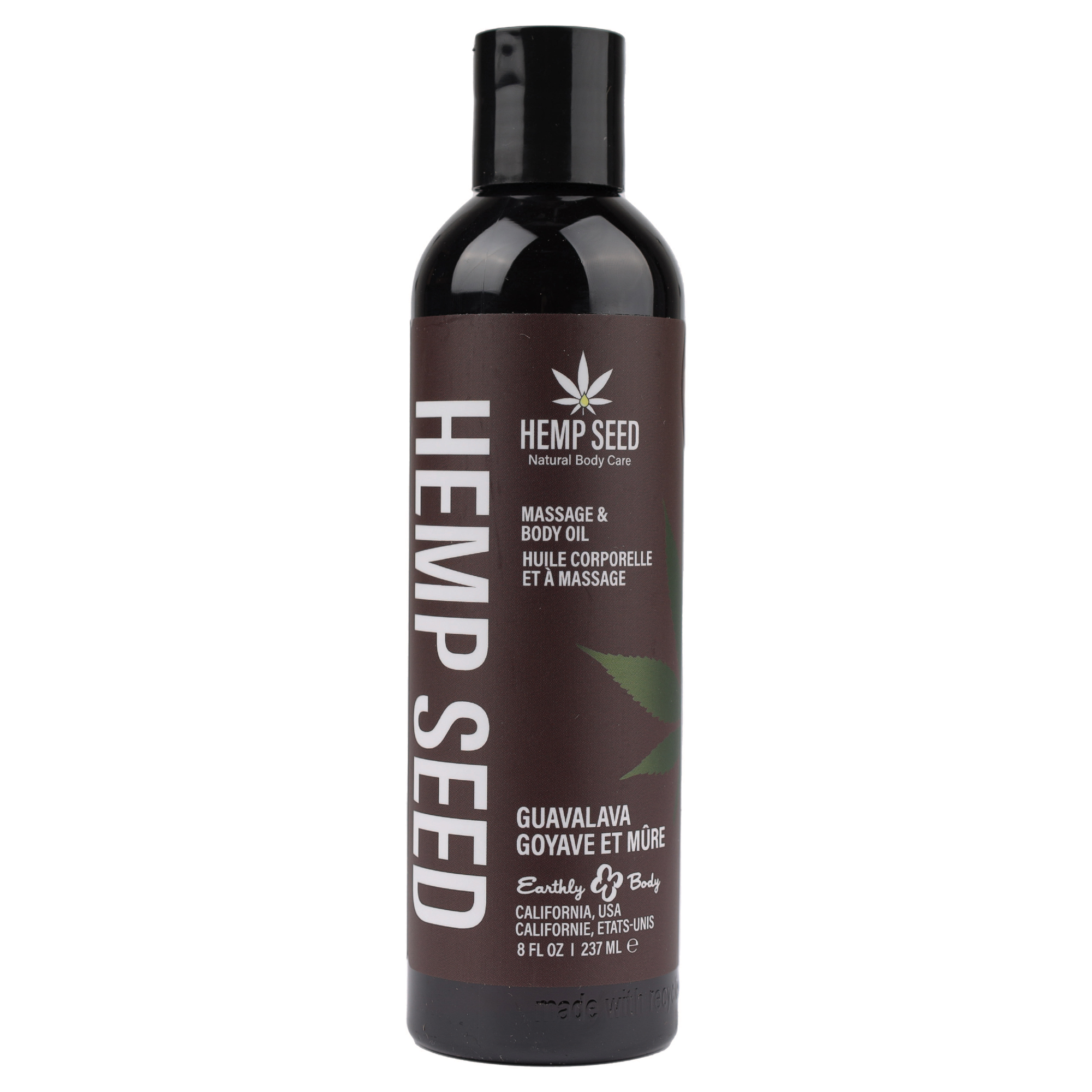 Earthly Body - Hemp Seed Massage and Body Oil - Guavalava - 8 Fl. Oz./ 237 ml - Bath & Body