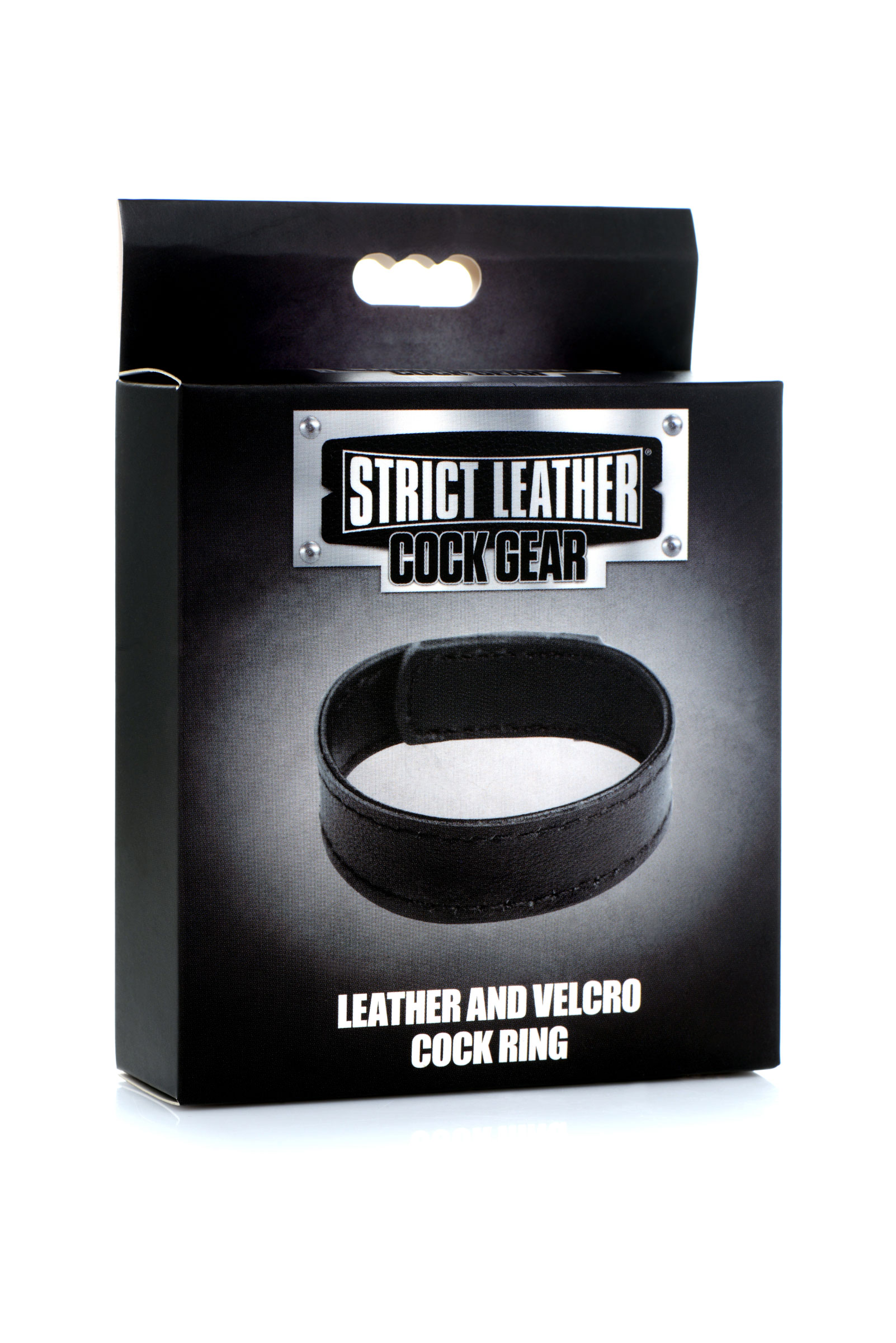 XR Brands - Leather and Velcro Cock Ring - Black - Cockrings
