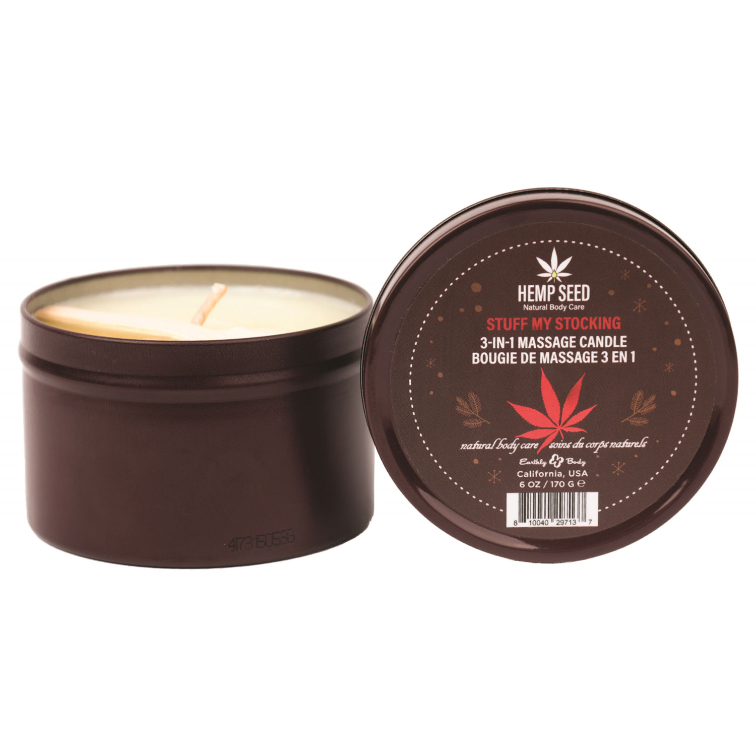 Earthly Body - Hemp Seed 3 in 1 Massage Candle Stuff My Stocking - 6oz - Bath & Body