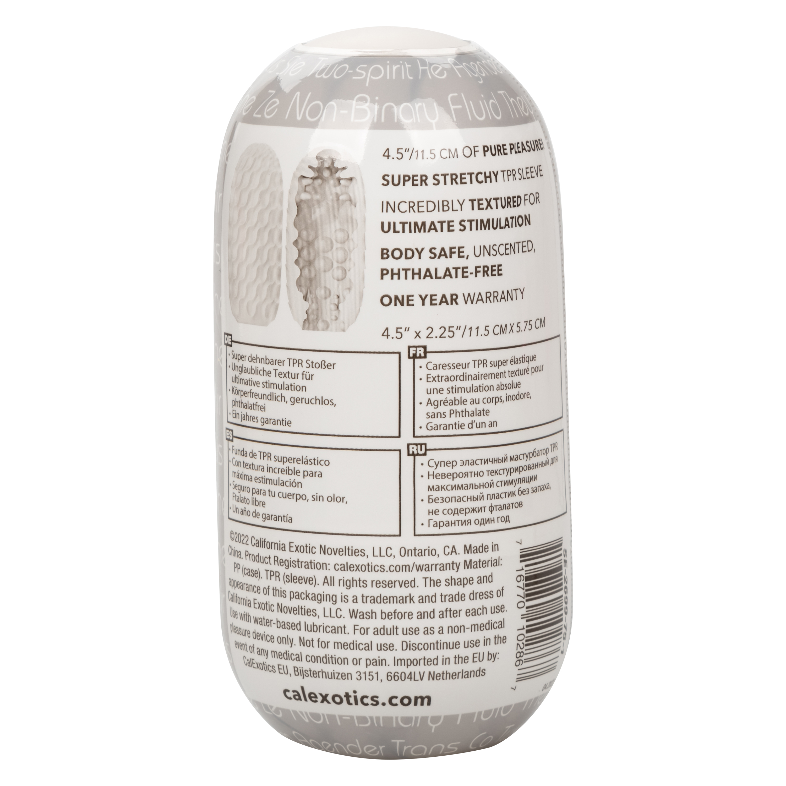 CalExotics - Boundless Reversible Nubby Stroker - Clear - Masturbation Aids for Males
